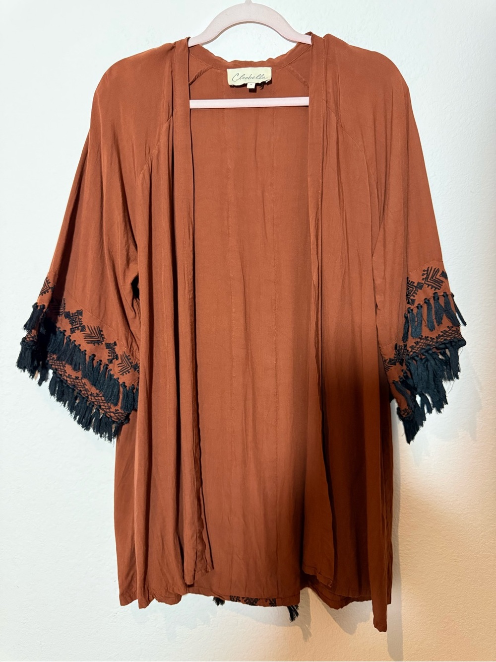Cleobella Rust Open-Front Draped Kimono - Picture 9 of 10